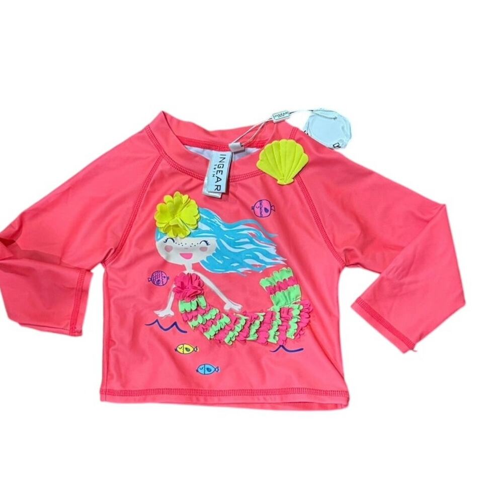 NWT InGear 24M Mermaid Rash Guard SPF 50+ Long Sleeve Pink Swim Top